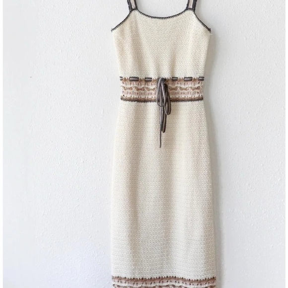 Greylin Cream Spaghetti Strap Crochet Sundress, Size Large - Picture 8 of 8